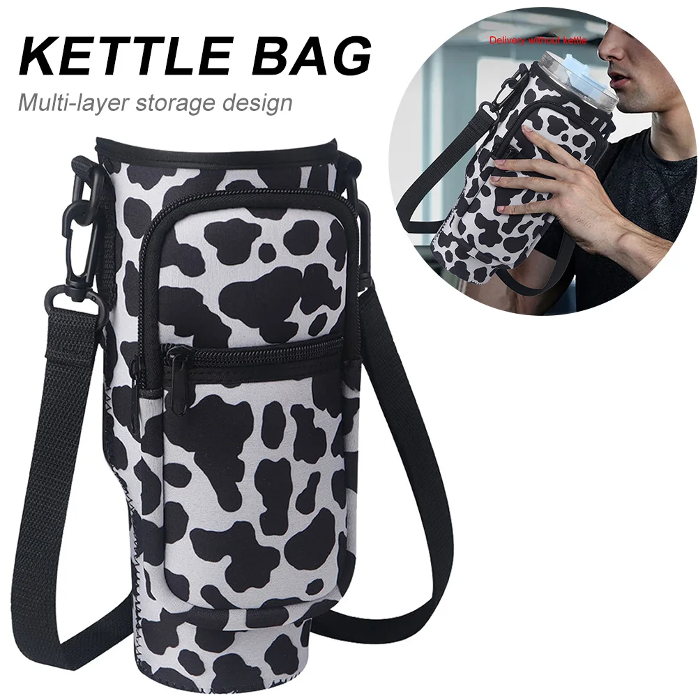 Portable Water Bottle Carrier Bag with Phone Pocket for Stanley 40oz Tumbler with Handle Neoprene Water Bottle Holder Pouch image 3