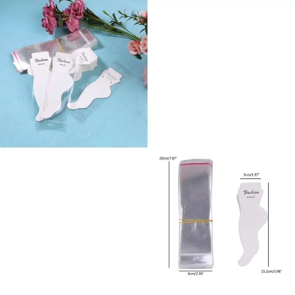 

White Anklet Cards Holder Hanging Cards for Jewelry Display Business Foot 15.2x5cm/5.98x1.96in