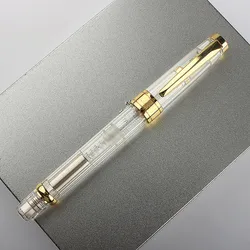 High quality Fountain Pen Transparent Resin Large-capacity Piston Filling EF/F  Nib Student Writing Ink Pen