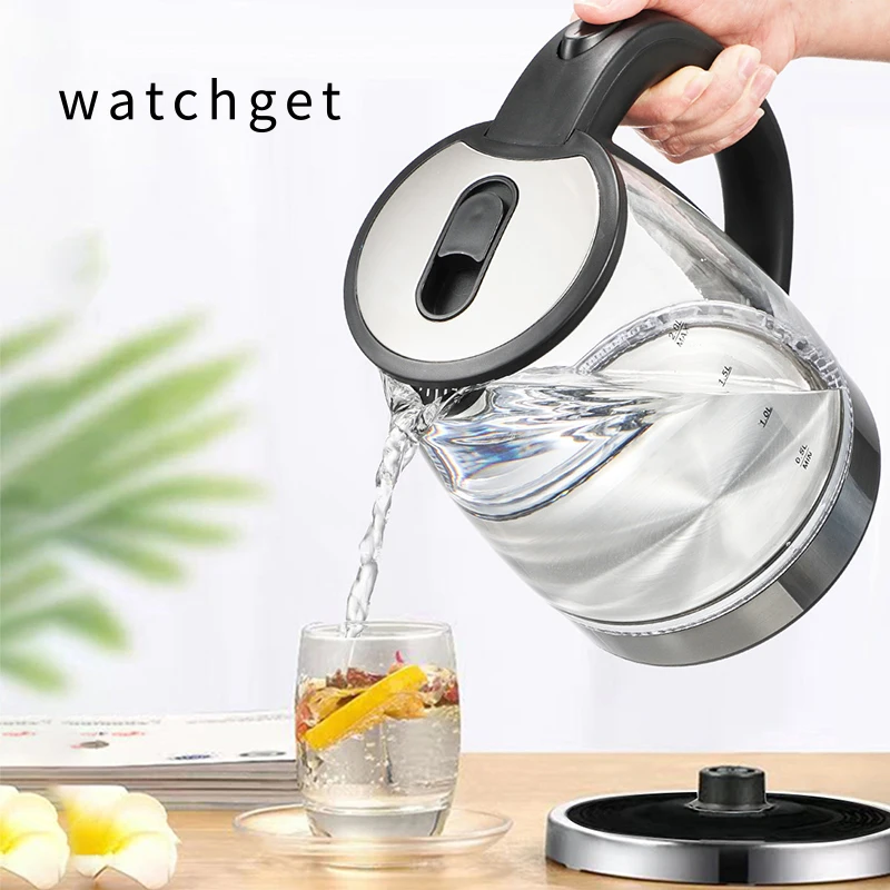 watchget 110V 2L Glass Electric Kettle with Blue Light Indicator