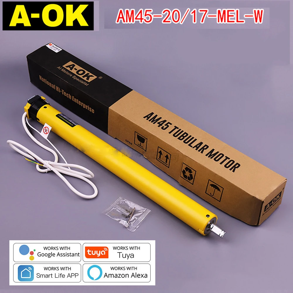 

A-OK AM45 20/17 Smart Rolling Tubular Motor,RF433 Tuya wifi App,for 50/55/63/70/85mm Tube,for Rolling Blinds/Lifting System