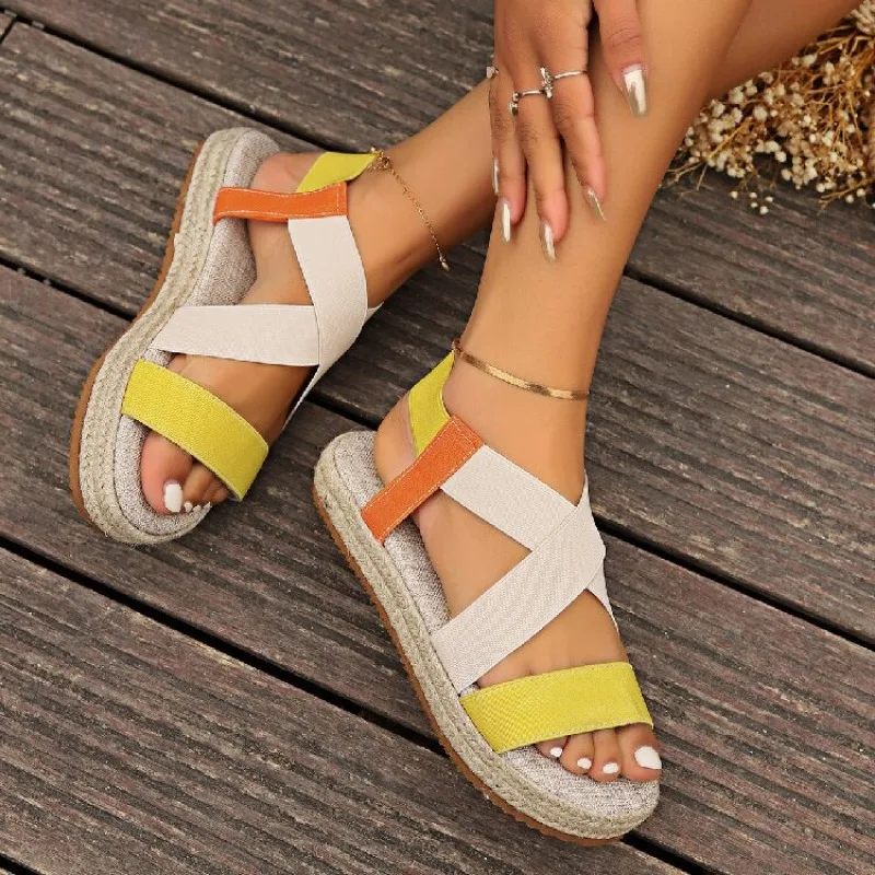 Zomerschoenen Voor Vrouwen 2024 Platform Sandalen Comfortabele Mode Platte Wig Strandschoenen Antislip Zapatos De Mujer