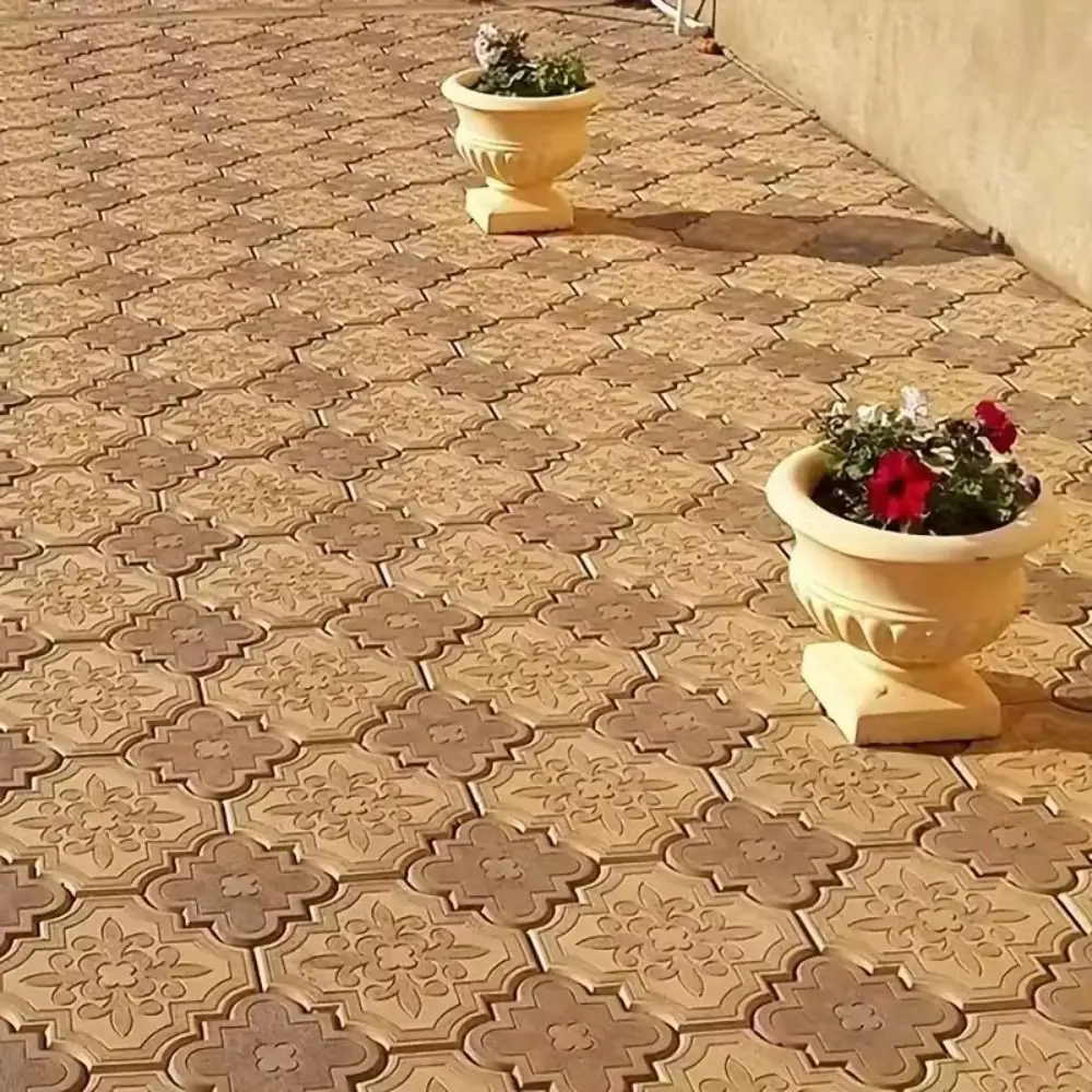 2Pcs/Set 30cm Paving Brick Mould Plastic Reusable Concrete Path Maker Mold Big Small Flowers DIY Stepping Stone Paver