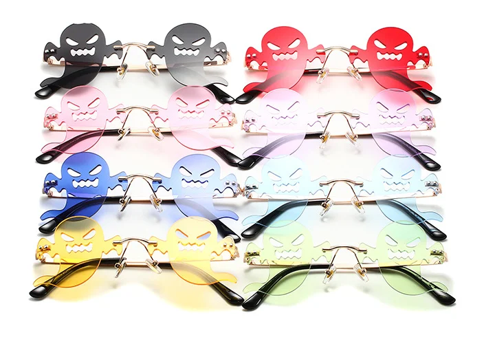 

1 Pcs New Novelty Funny Halloween Sunglasses Rimless Devil Shape Sunglasses Funny Sunglasses Halloween Party Dress Up Toys