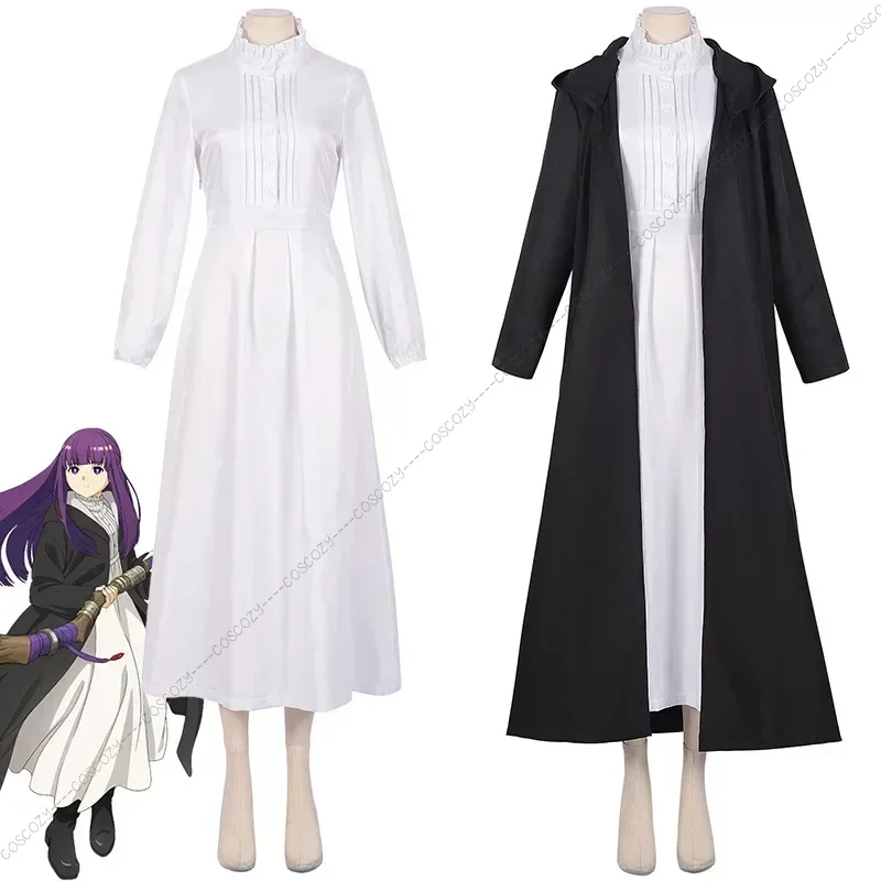 Disfraz de Anime Freeze Beyond Journey's End, Helecho Stark Cheer, peluca, vestido, abrigo, bufanda, trajes de invierno para fiesta, nuevo