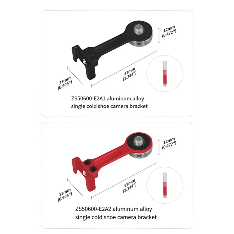 AT12 Cold Shoe Vlog Extension Bar Mount Adapter 1/4In Screw For Action Camera Bracket LED Light Mic Tripod Stand