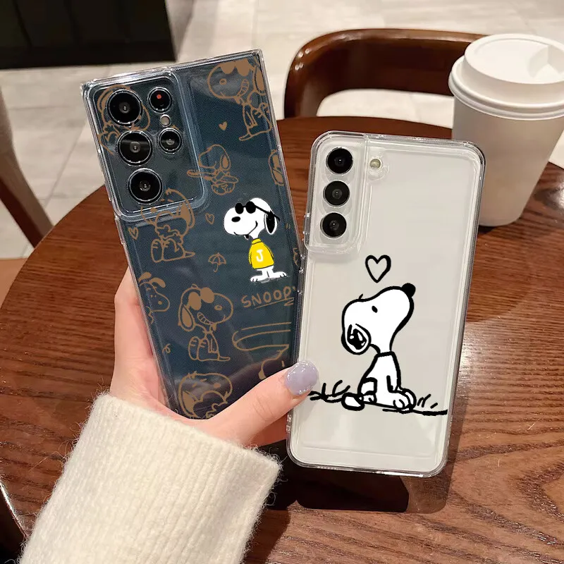 Cute Snoopy Clear Case For Samsung Galaxy A16 A55 5G A15 A54 A52 A53 A14 A05 A05S A06 A25 A33 A34 A35 A32 A51 Trendy TPU Cover