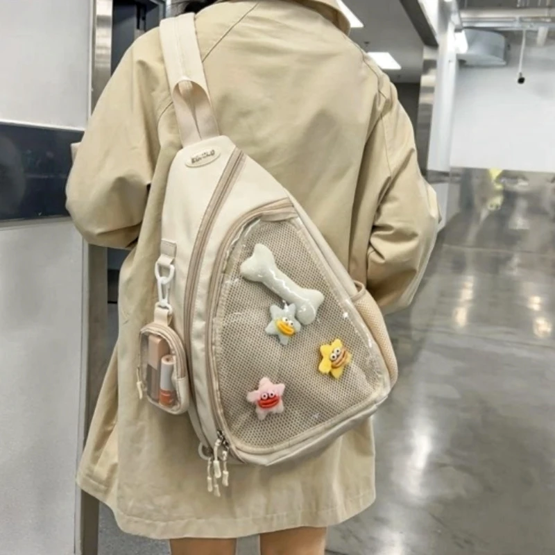 Y2K Fashion Girls Casual Travel Transparent Zipper Shoulder Vintage Women All Match Simple Ita Bag Girls Crossbody Bags Handbags
