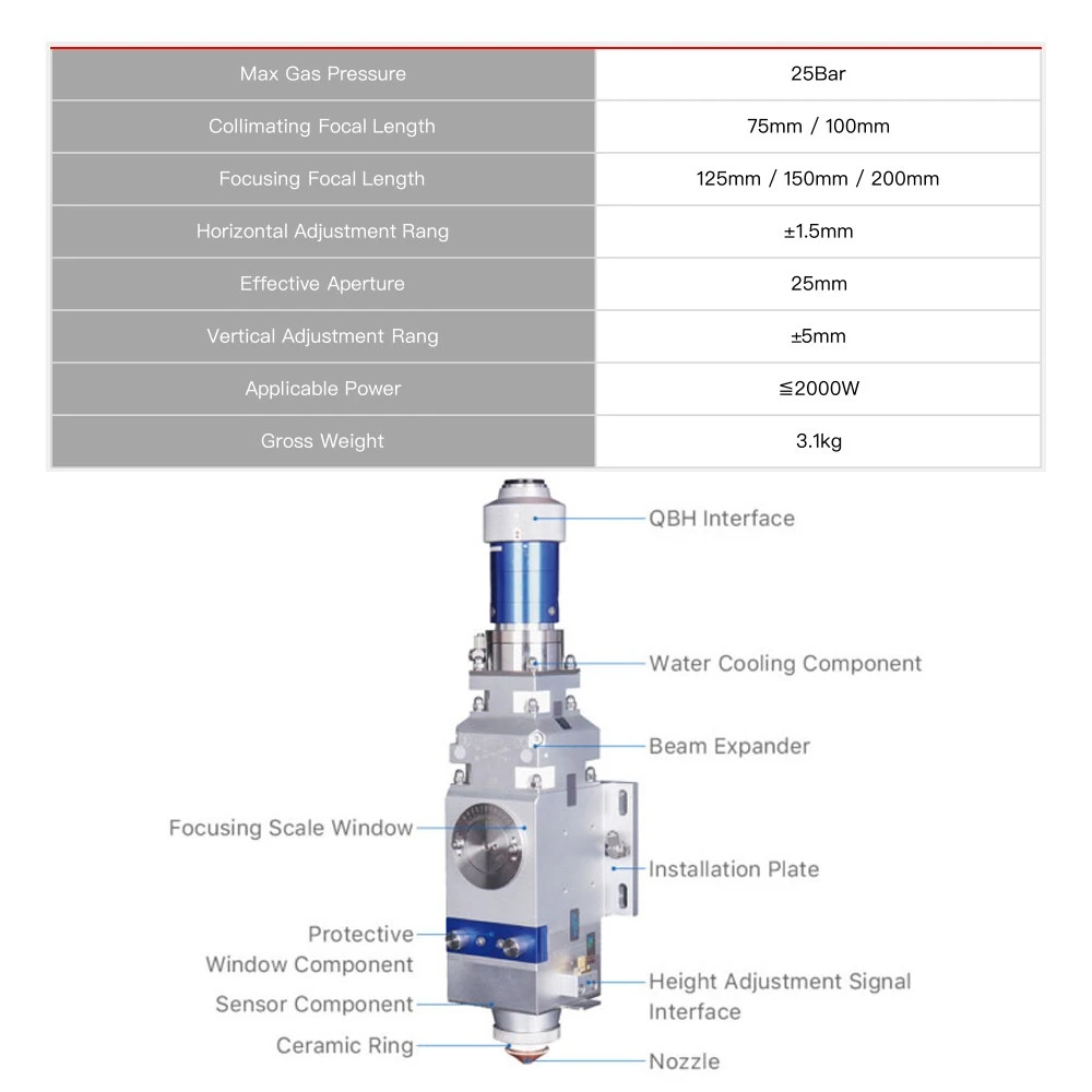 الأصلي WSX KC15/KC15A رأس القطع بالليزر 0-2kw التركيز اليدوي F125 F150 F190 لقطع المعادن المسطحة
