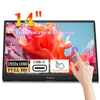 Touchscreen Portable Monitor 16/15.6/14 Inch FULL HD LCD Display IPS Panel Laptop Monitor for PC/Raspberry Pi/Laptop/PS3/4/Xbox