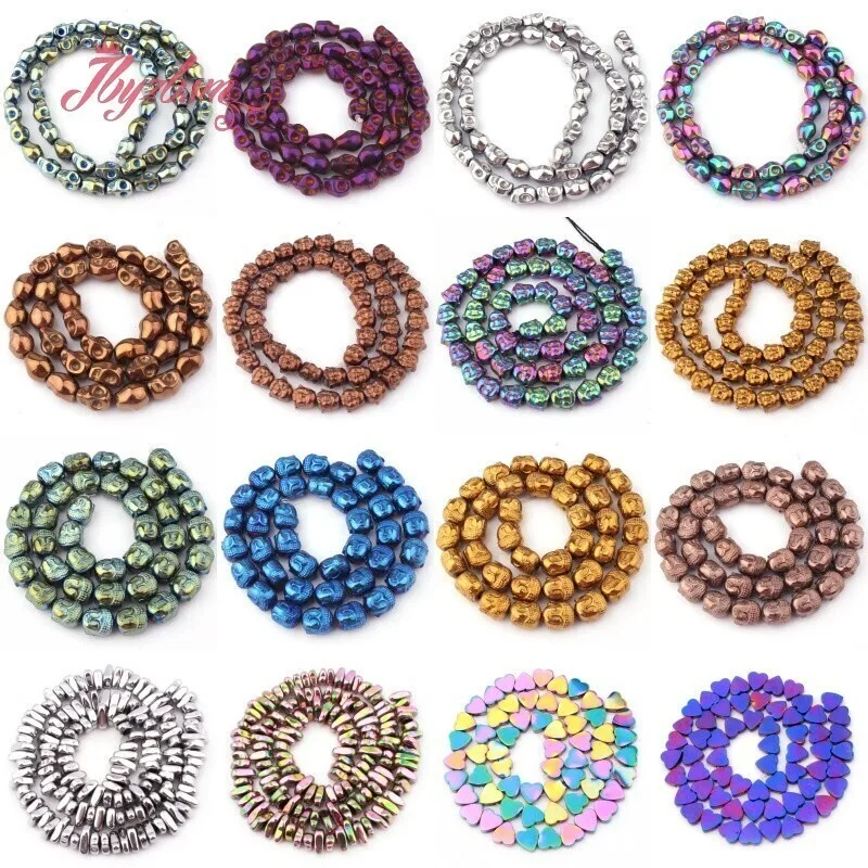 

Natural Hematite Bead Carving Freeform Heart Loose Spacer Stone Beads For DIY Necklace Bracelets Jewelry Making Strand 15Inches