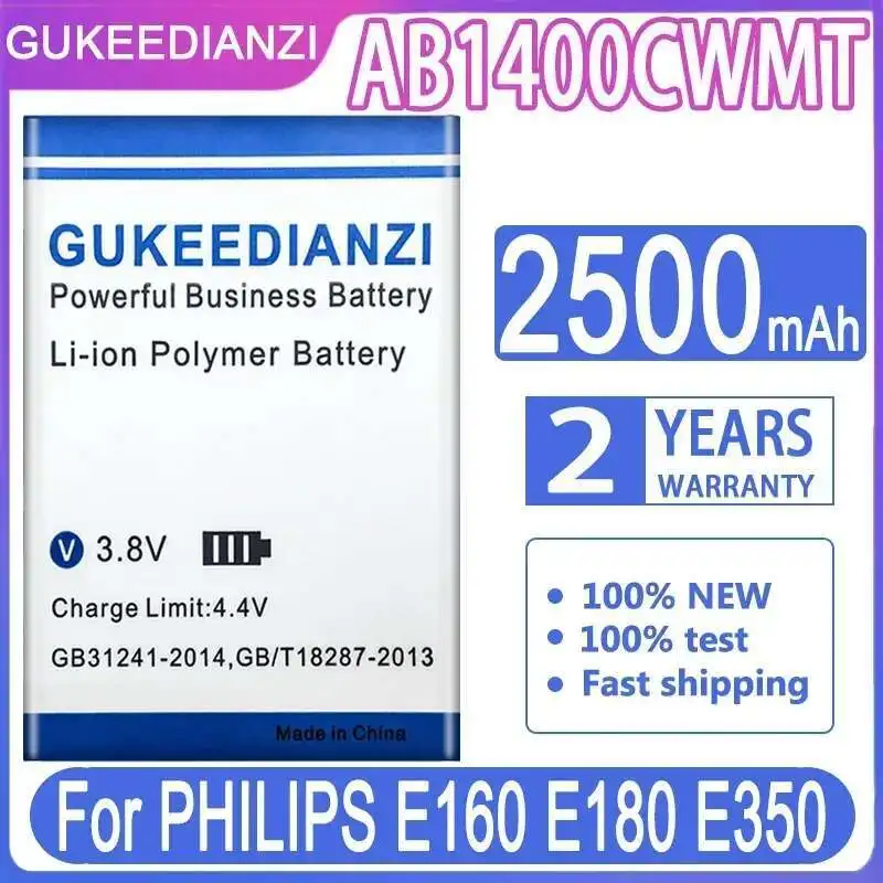 

Long-Lasting 2500Mah Mobile Phone Battery AB1400CWMT For Philips E160 E180 E350