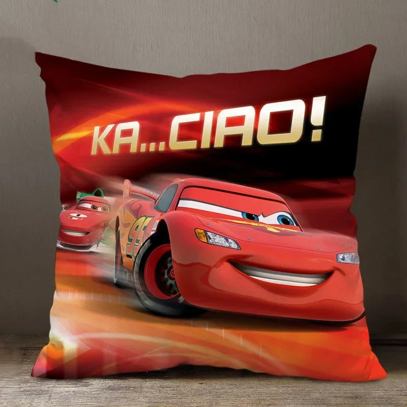 Disney Cartoon Pillow Case Cushion Cover Lightning McQueen CarThrow Pillow Case For Sofa Car Christmas Gift 40x40cm