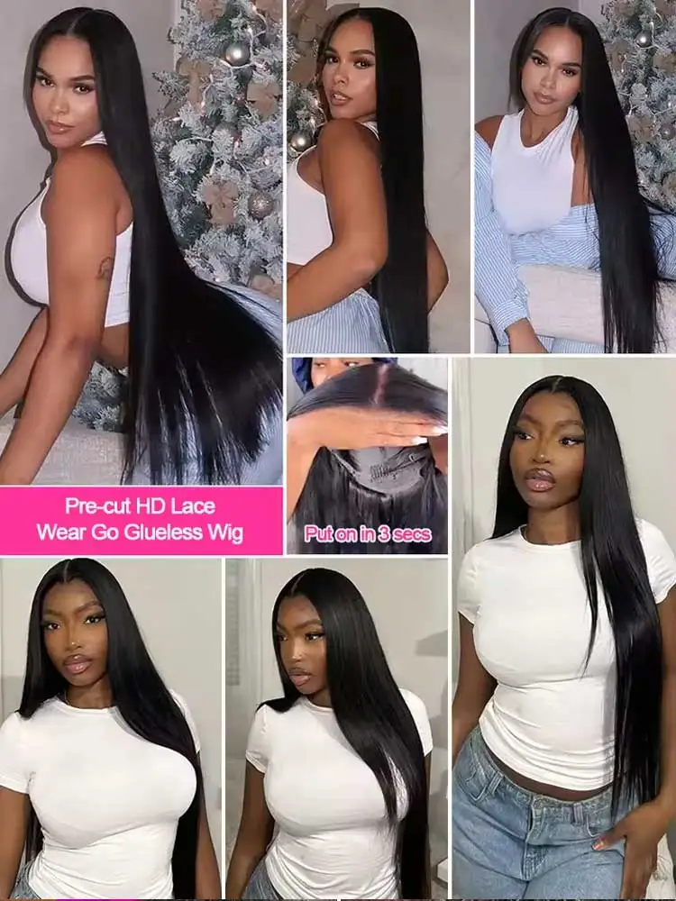 40 42 Inch Straight Human Hair Wigs 13x4 13x6 HD Lace Frontal Human Hair Wigs For Women Glueless Bone Straight Lace Front Wig