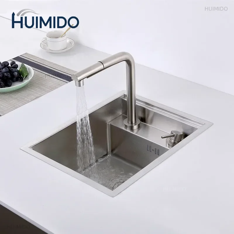 Sink Hidden Single Bowl Small Size Stainless Steel Sink Concealed Lifting Tap Kitchen Sink