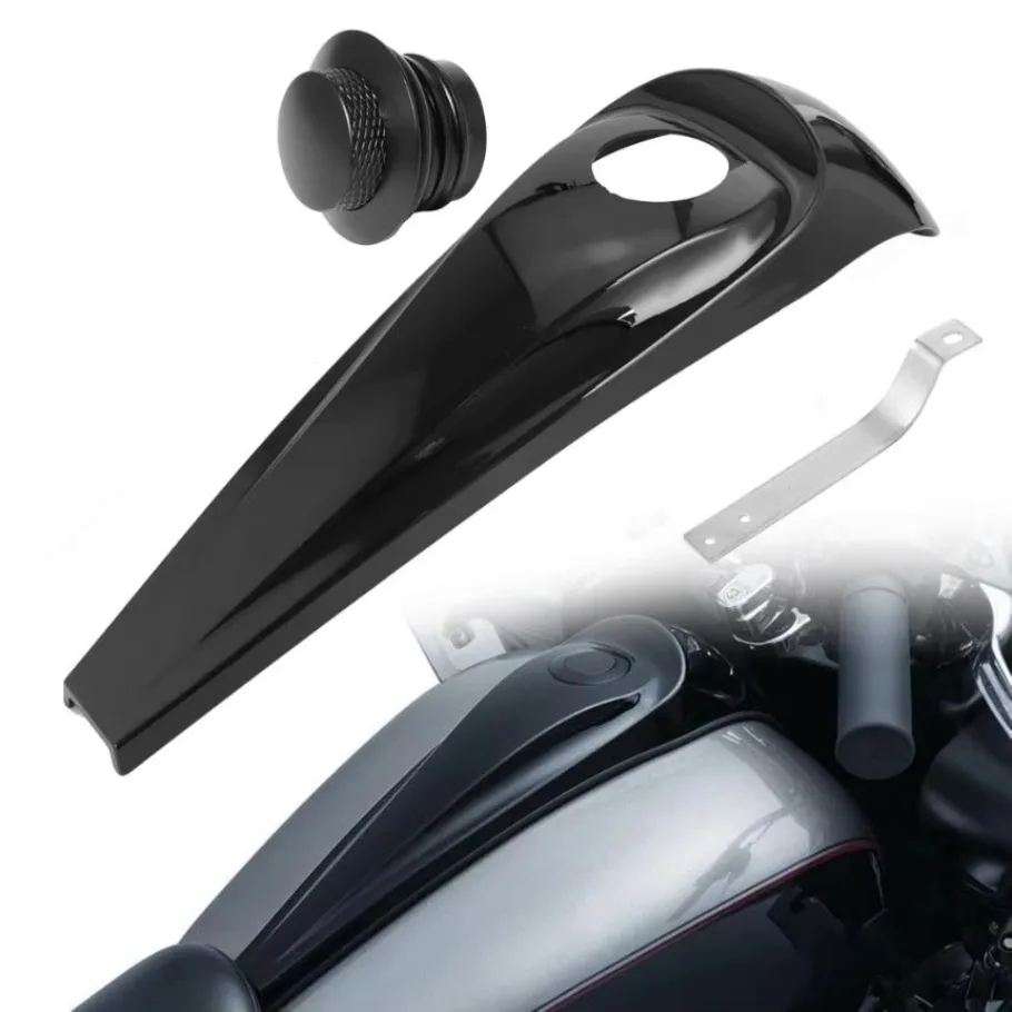 Motorcycle Matte Gloss Black Smooth Dash Fuel Console Gas Tank Cap Cover For Harley Touring CVO Electra Road Street Glide 08-22