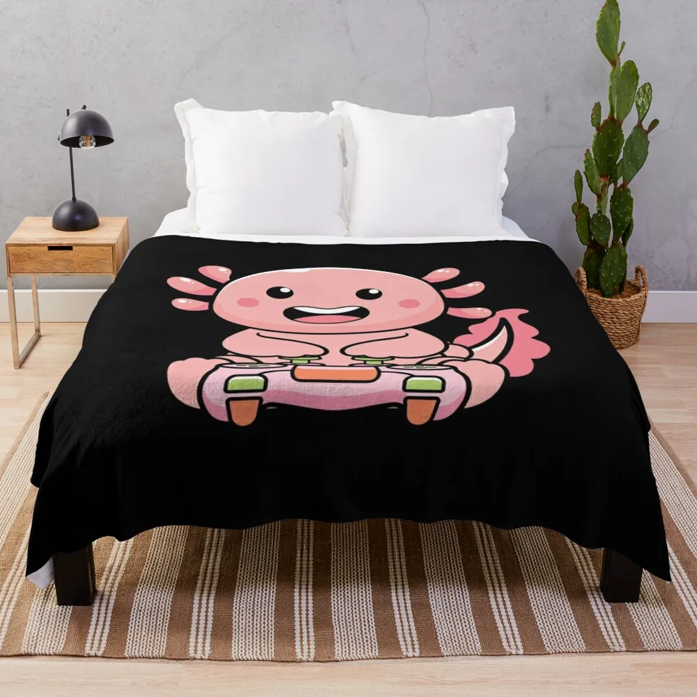 

Axolotl Gamer Throw Blanket Blankets For Sofas Heavy Soft Plush Plaid Blankets