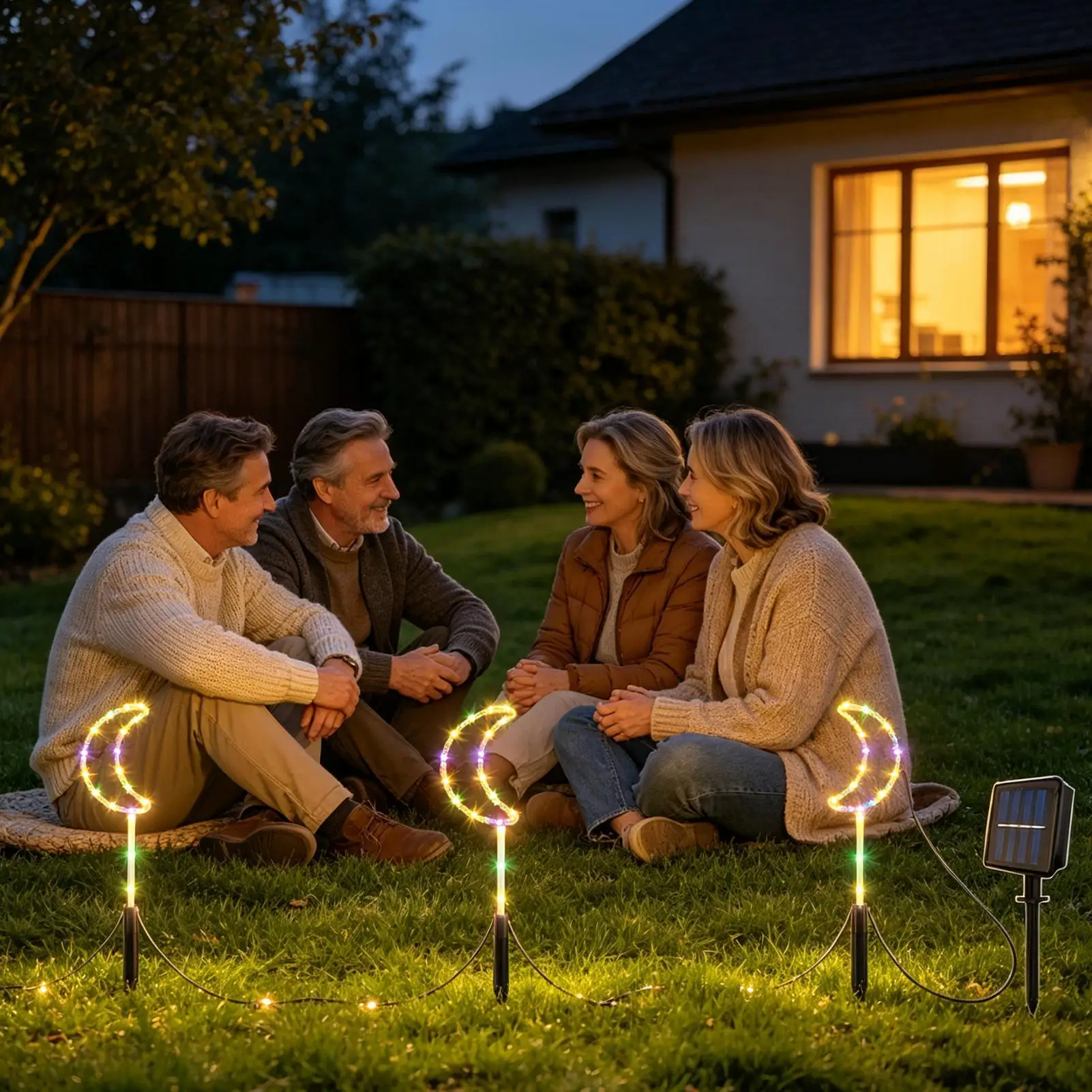 Stake Solar Lights Outdoor Waterproof Moon Star Insert Pathway Lamp Solar Christmas Stake Lights For Valentine Day Holiday