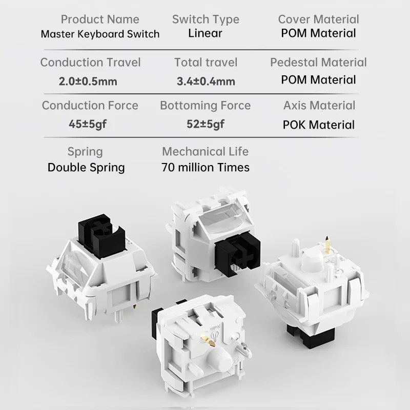 Imagem -05 - Kailh Interruptor de Teclado Mestre Interruptores Mecânicos Lineares Personalizados Troca Quente Suave Pinos Rgb Compatível com Interruptores Cereja mx