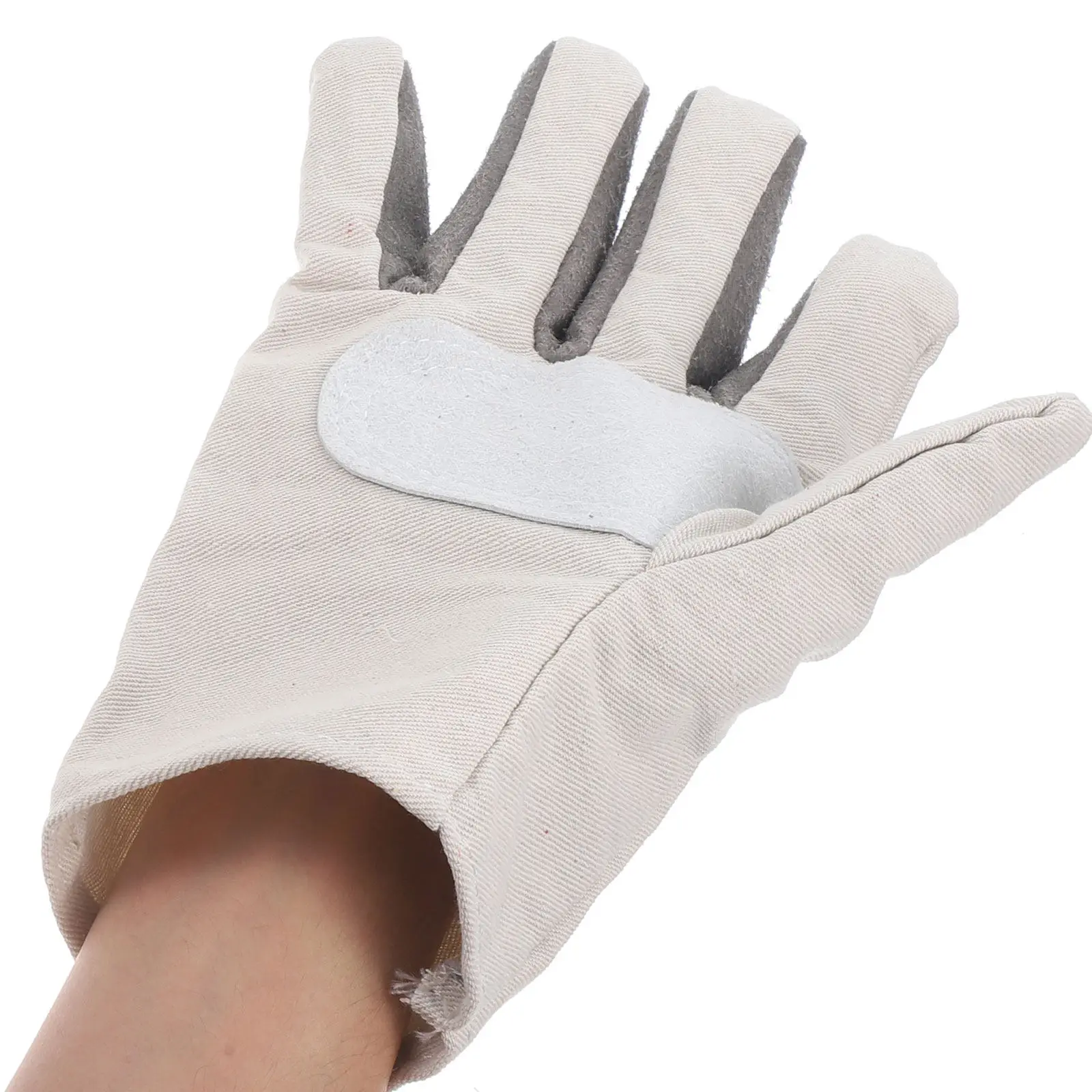 

1Pair Flexible Abrasion Resistant Cowhide Canvas Heat Resistant Gloves Warm in Winter Cool in Summer Heavy Duty Working Safety