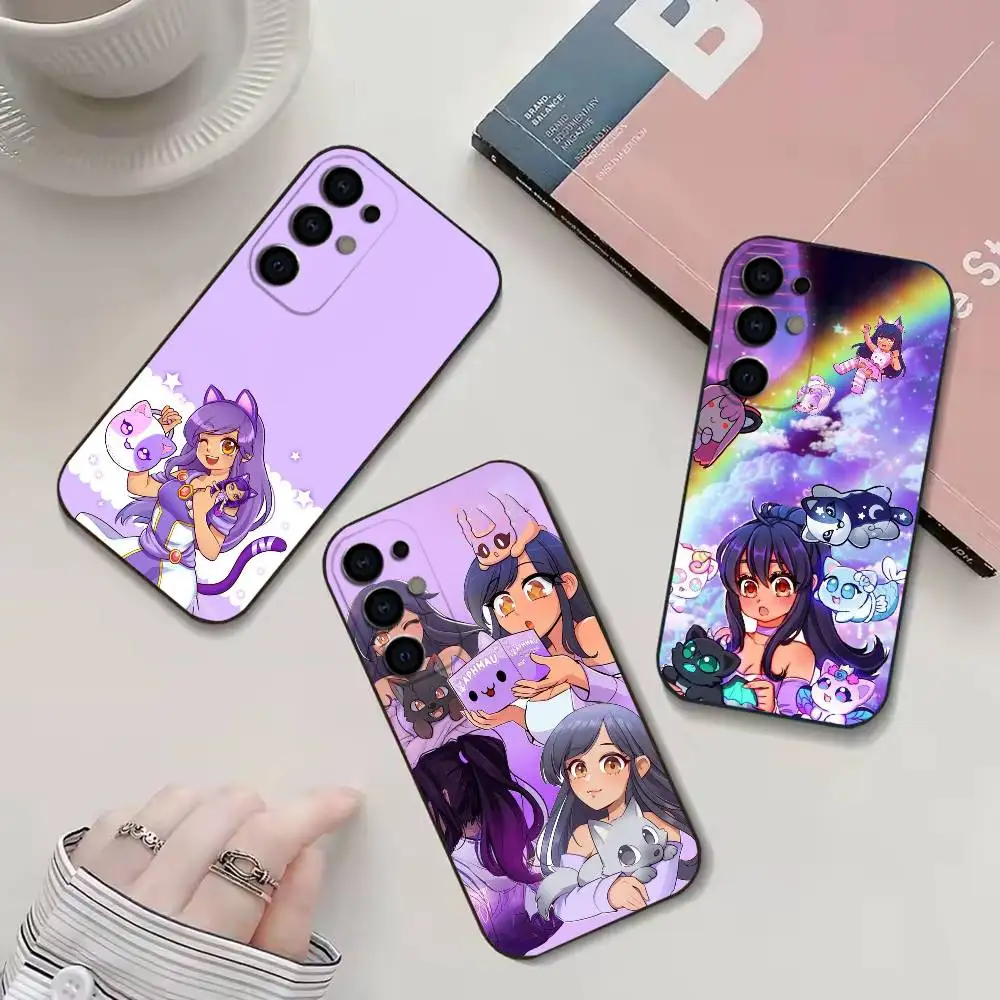 Anime  A-Aphmau Meow Cats phone Case For Samsung S26,25,24,21,22,23,30,20,Ultra,Plus,Fe,Lite Black Soft Cover