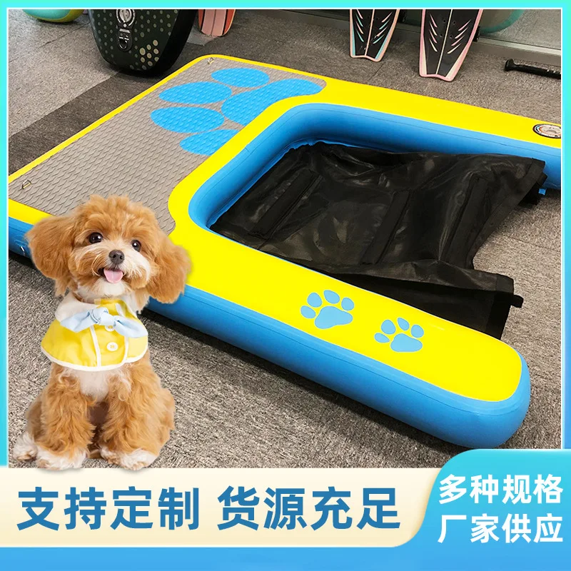 Inflatable Pet Floating Dock & Dog Water Ramp, Non-Slip Pool Lake Boat Ladder Mat for Swimming