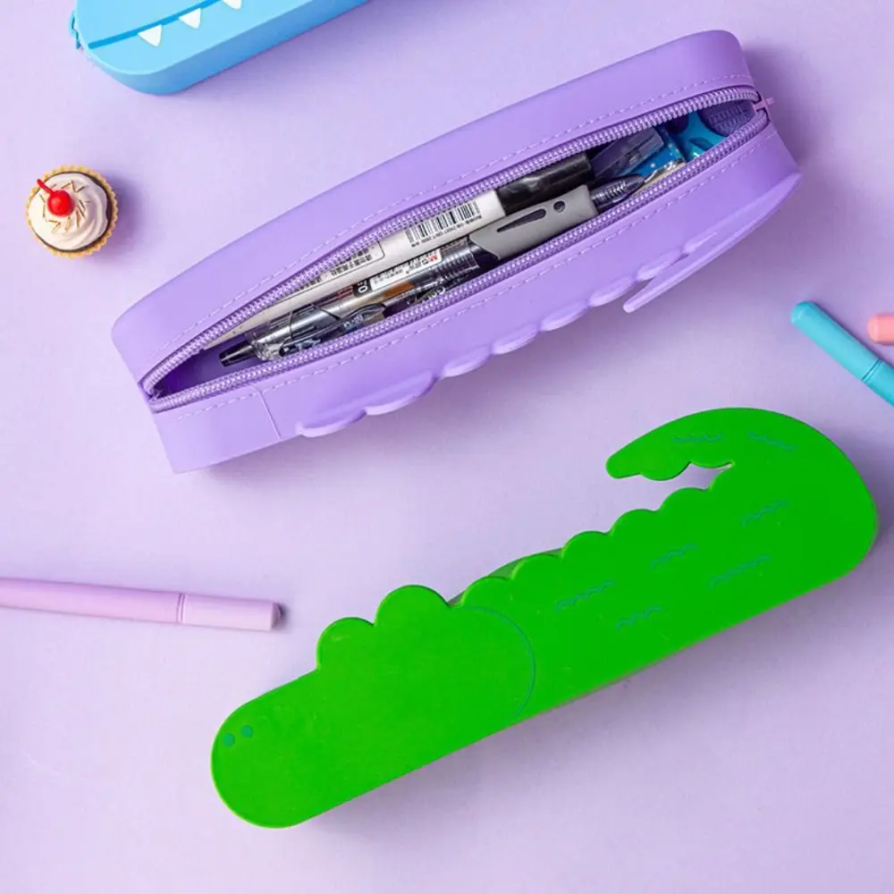 

Desktop Organizer Crocodile Shape Pencil Case Large Capacity Cartoon Pen Pouch Portable Waterproof Storage Bag Children