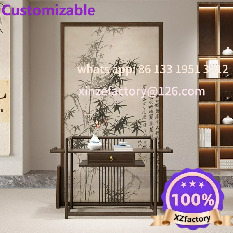 Customizable new Chinese screen partition entrance mobile simple bamboo solid wood