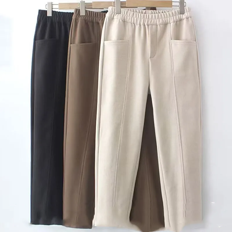 

Spring Lady Fashion Cigarette Pants Korean Women Large Size 5XL Elastic Waist Pants 2024 Female High Waist Thin Style Trousers