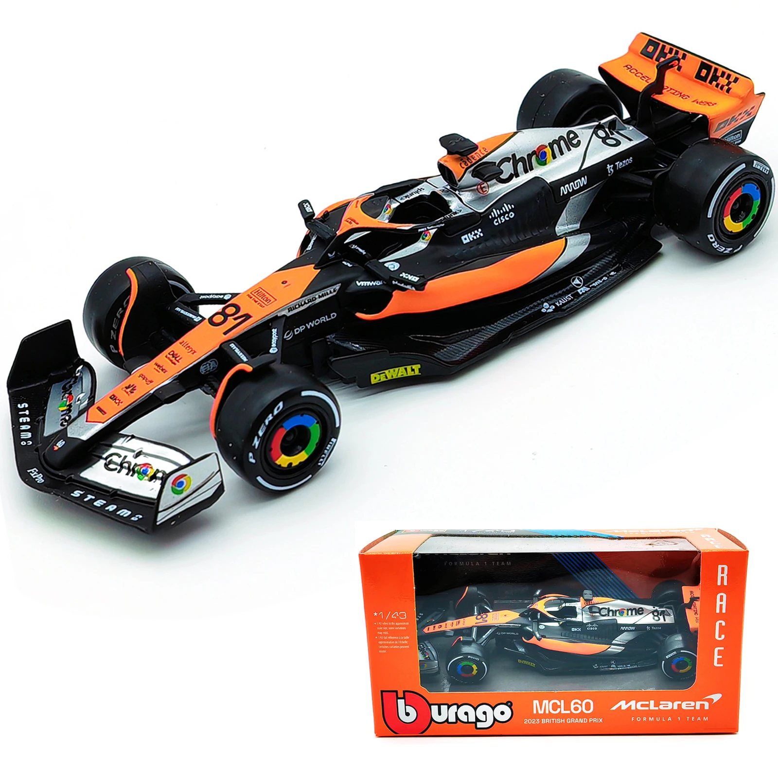Bburago 1:43 McLaren MCL60 MCL38 F1 Racing Car Static Simulation Diecast Alloy Model Cars Collectible Model Racing Toys image 4