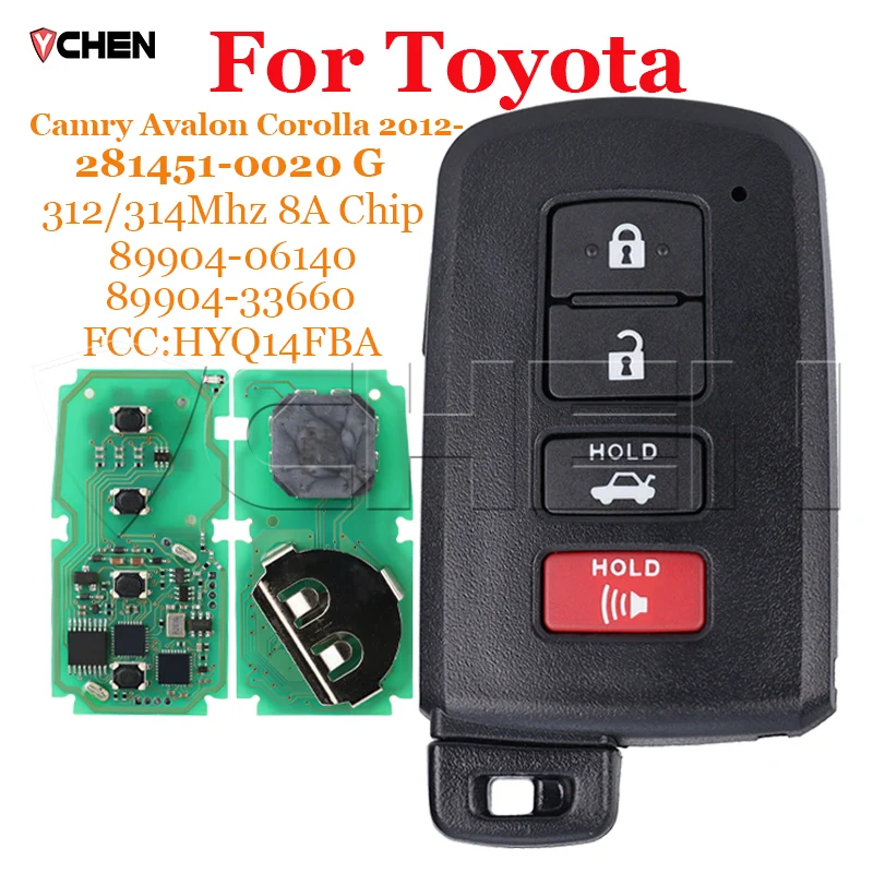 Inteligentny kluczyk samochodowy 50 2012-2017 281451 -0020 89904-06140 Do Toyota Avalon Hybrid Corolla Xel Camry G 312/314MHZ HYQ14FBA