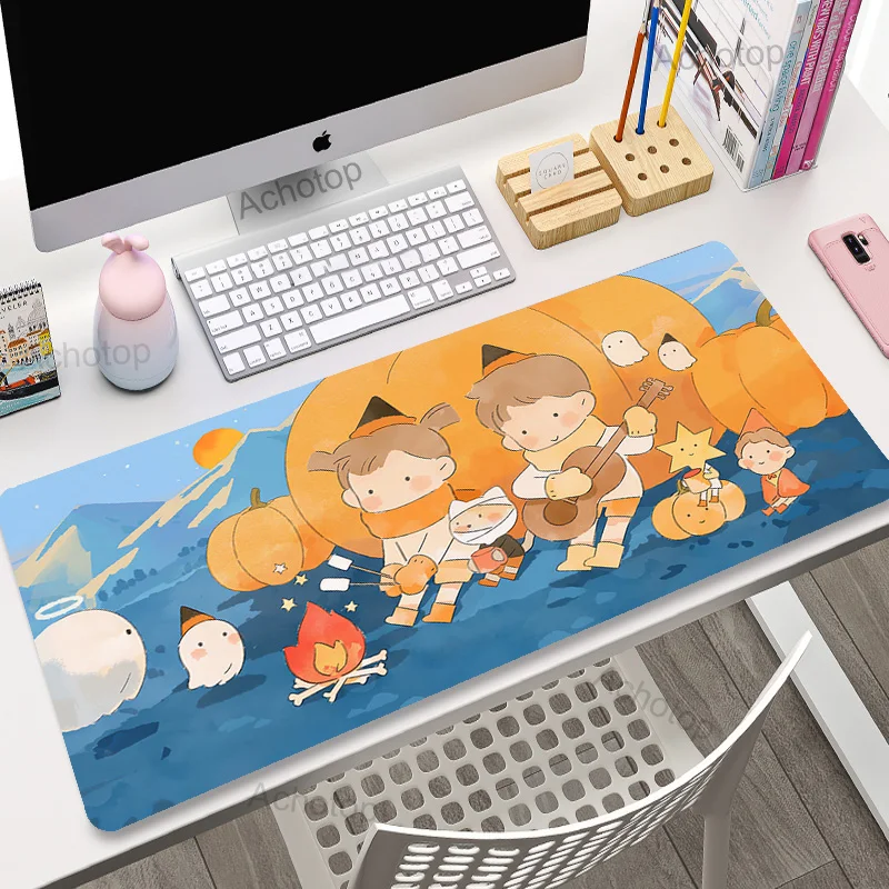 Cute Anime Mouse Pad Mause Mats Green Office Desk Mat Computer Deskmat Pink Mousepad Kawaii Deskpad Rug Xxl Mause Mats For Girl