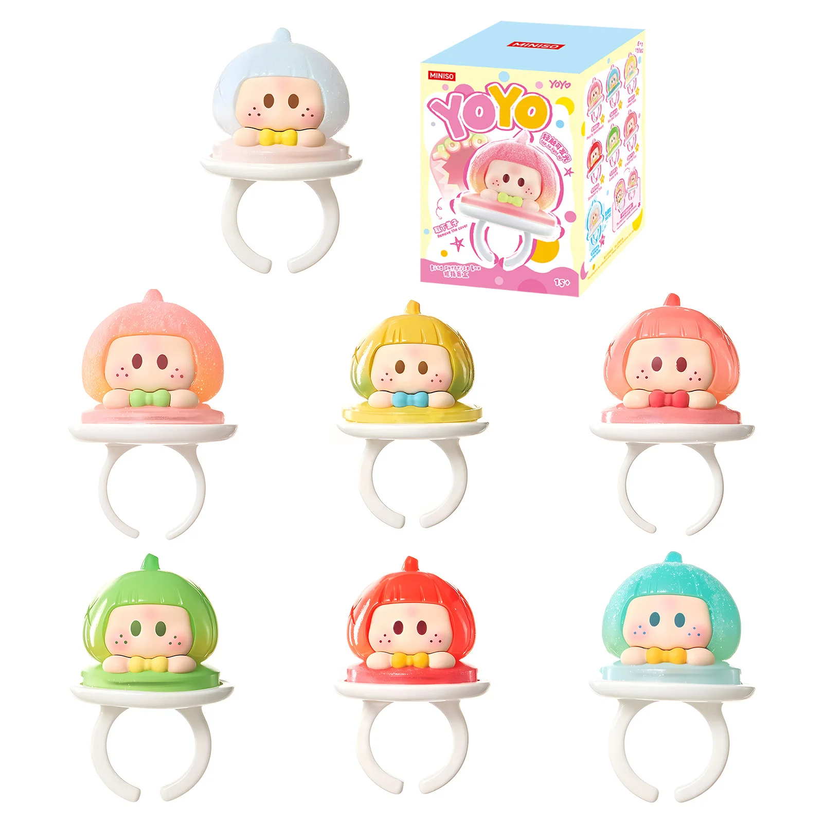 MINISO YOYO Shining You Ring Blind Box Jewelry Mystery Collectible Adjustable Finger Ring Cute Fashion Accessory Surprise Gift
