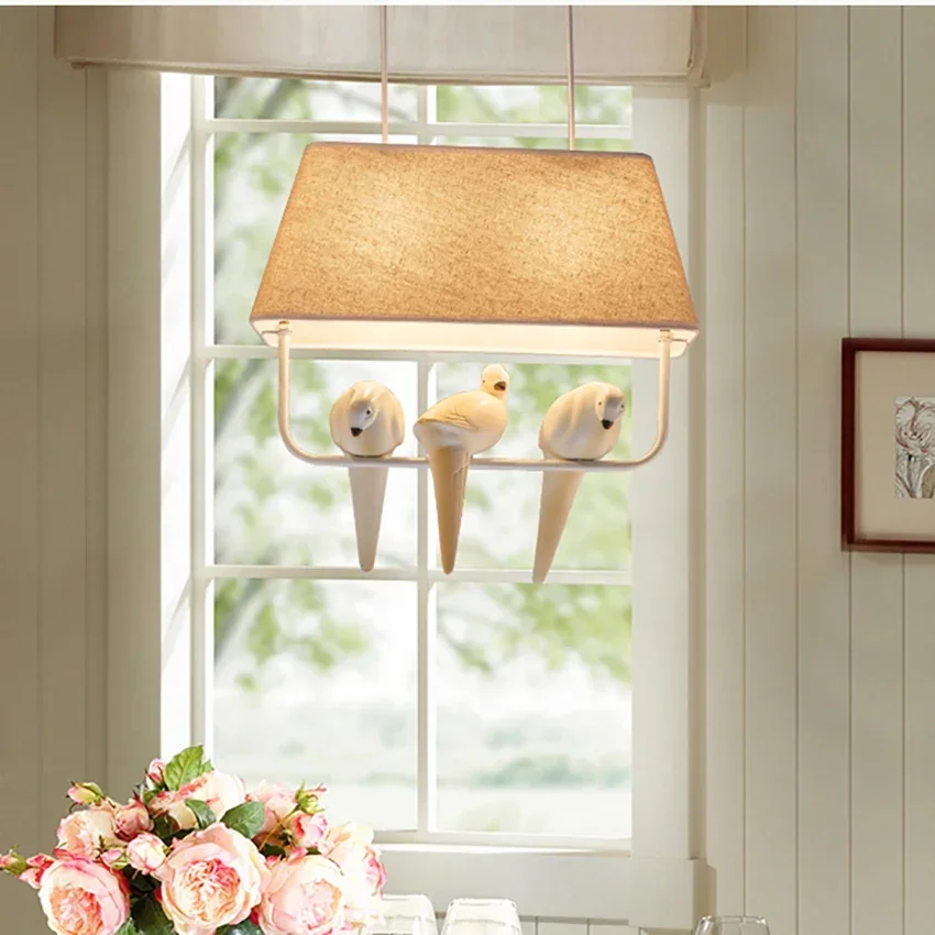 Simple Japan Style Chandeliers Bird Pendant Lights Hanging Lamps for Ceiling Light Study Dining Room Birdcage Home Decor