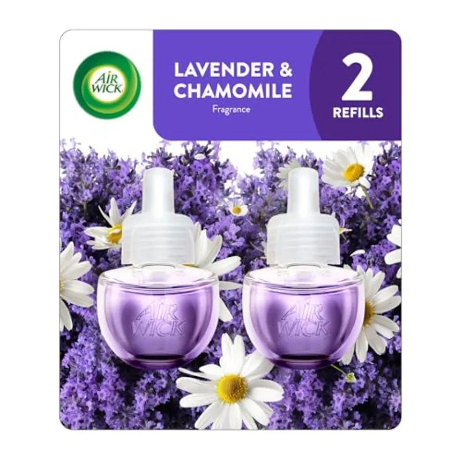 Air Wick Plug in Scented Oil Refill, 2ct, Lavender and Chamomile, Essential Oils, Air Freshener