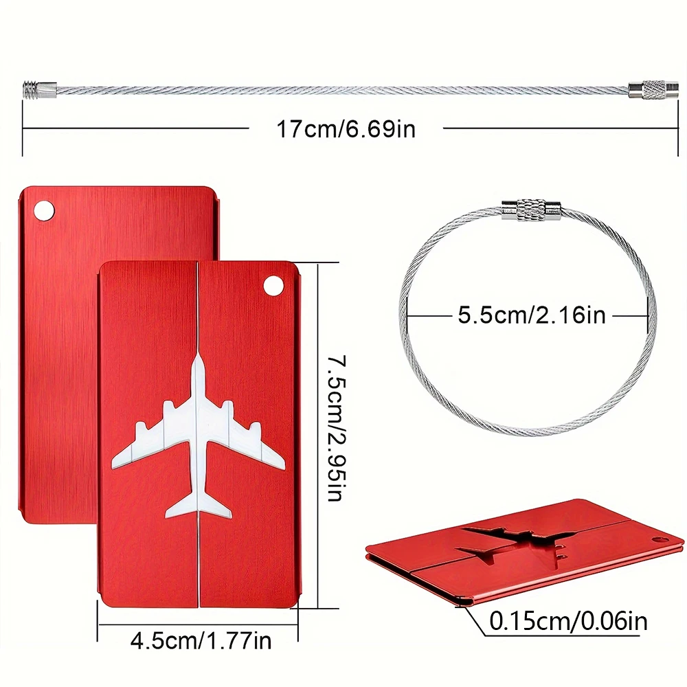 Aluminum Alloy Travel Luggage Tag Hanging Tag Suitcase Tag Plane With Name ID Cards Anti-lost Solid Color Travel Accessories.zmt