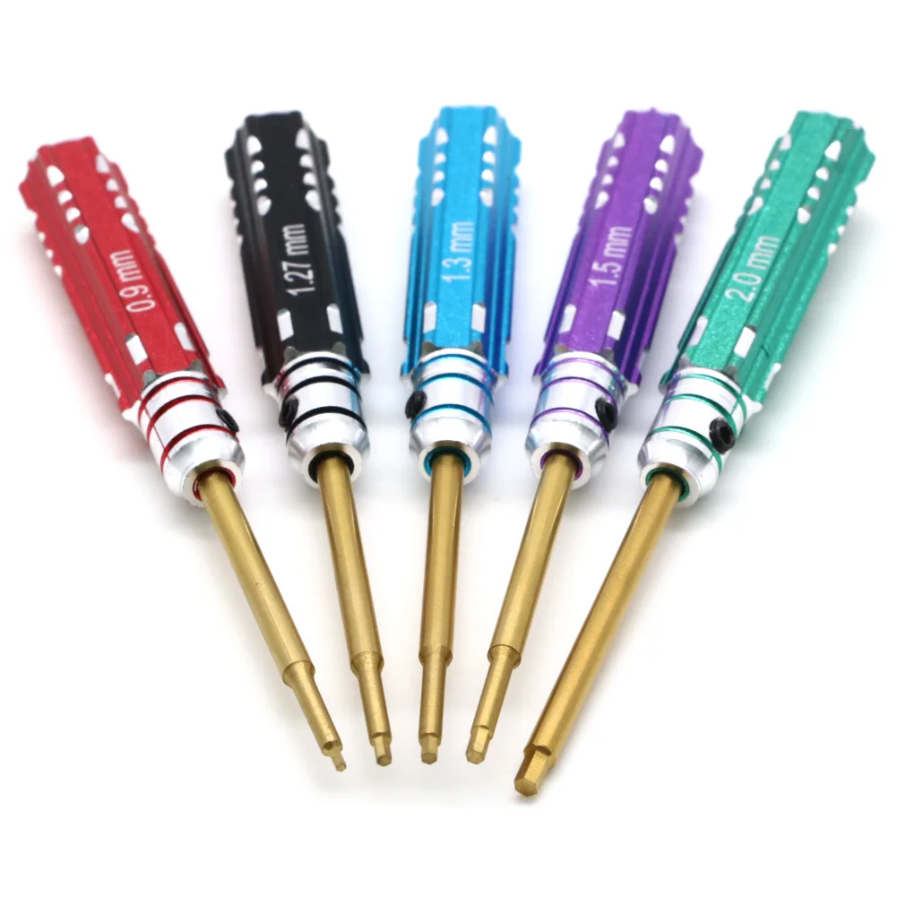 5pcs/set RC Mini 0.9mm 1.27mm 1.3mm 1.5mm 2.0mm Hex Screw Driver Set Titanium Screwdriver for Axial SCX24 1/24 RC Crawler Truck