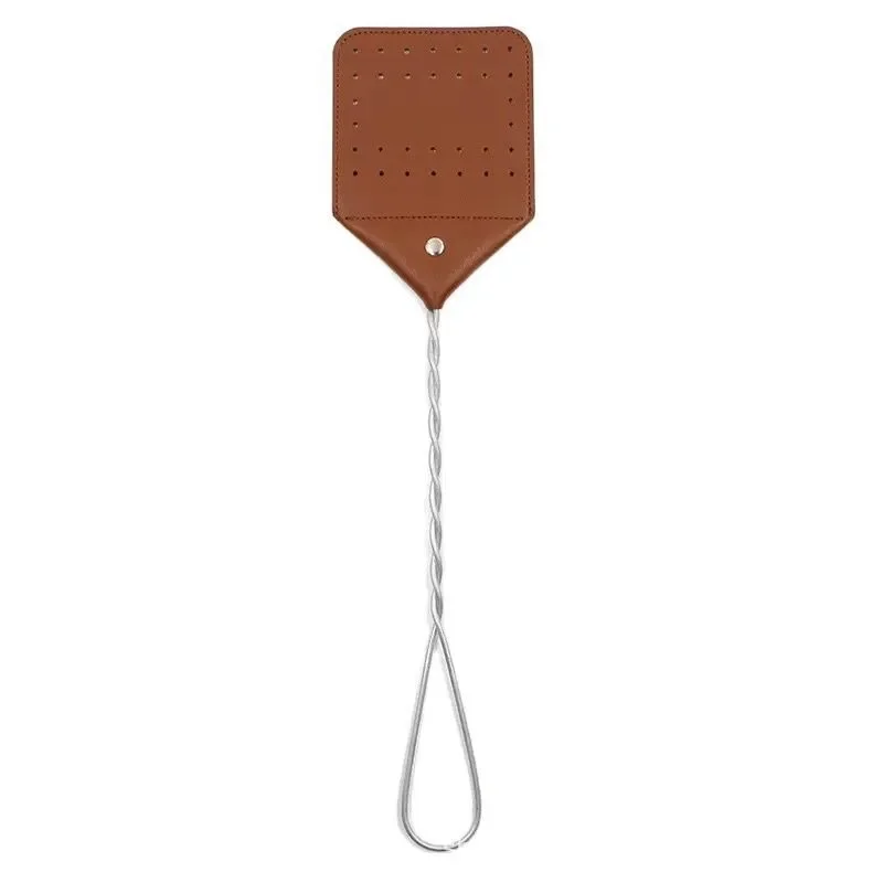New! Kitchen Home Indoor Outdoor For Leather Wasp Swatter with Stainless Steel Handle Fly Swatter Manual Heavy Duty Fly Swatter