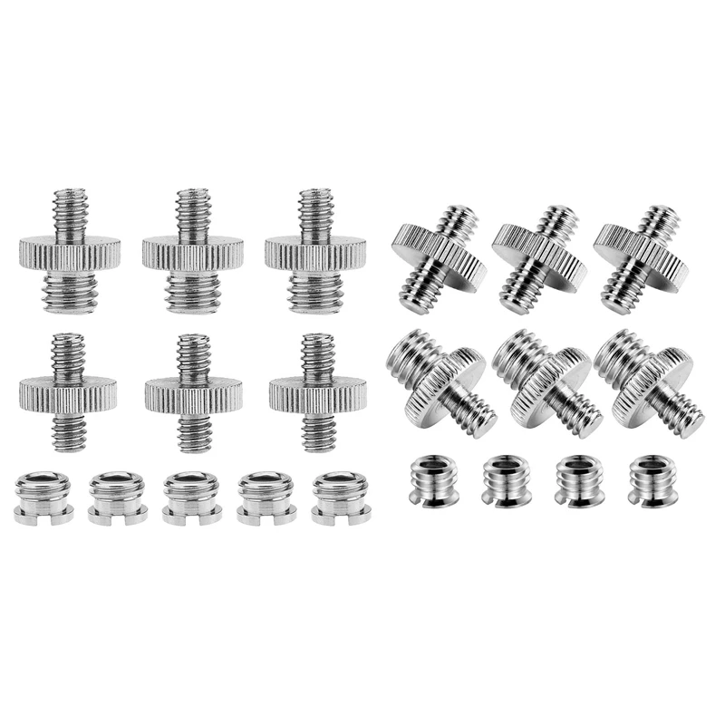 2 Set 21 Pcs 1/4 Inch And 3/8 Inch Camera Screw Adapter Converter Threaded Mount Set For Tripod Monopod Ballhead Light Stand Sho