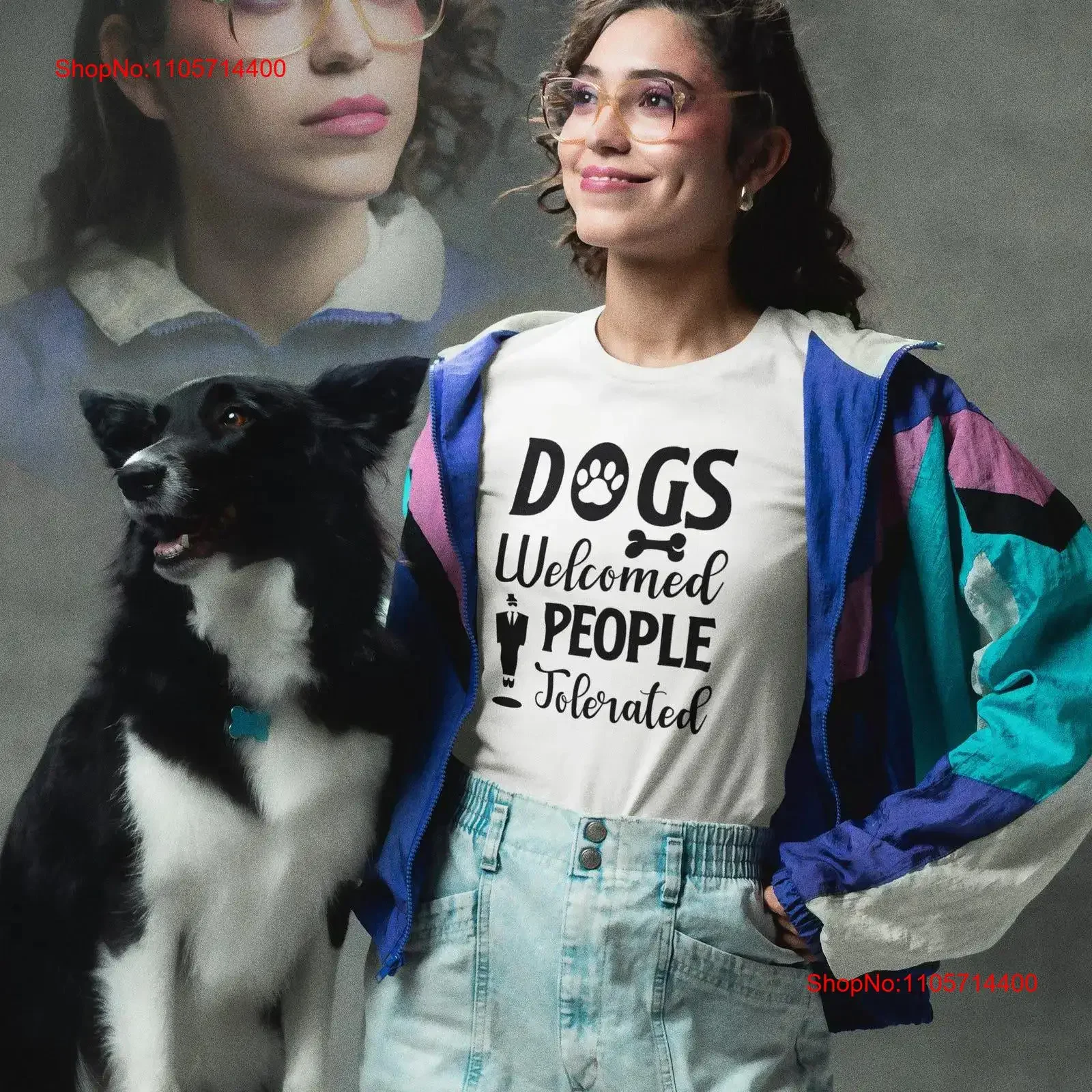 Dog Welcome People Tolerated Heavy T Shirt Women's Girls Puppy Cute Animal Lover Phrase Funny Script vintage Washed homme