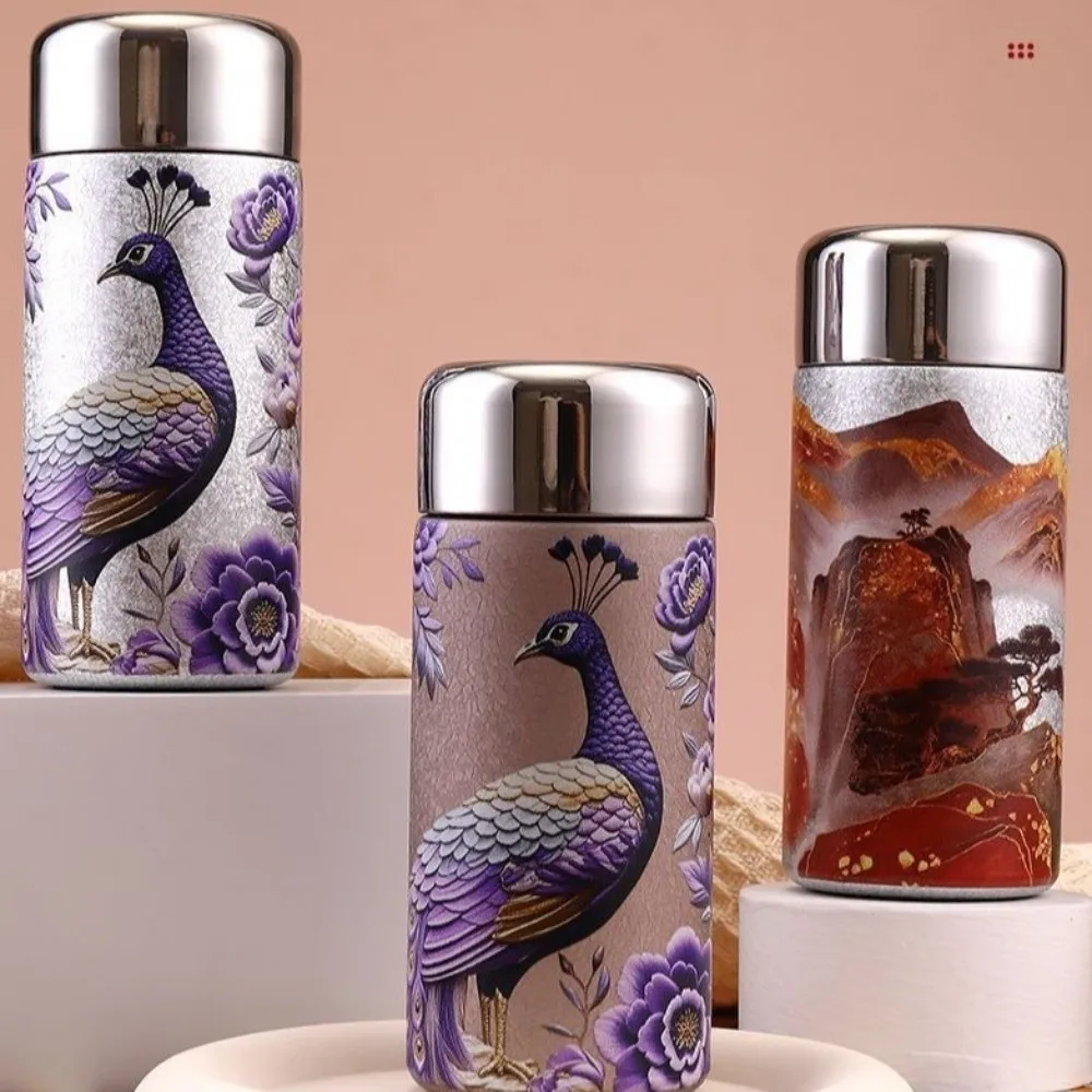 New Chinese style insulated cup for men and women, mini luxury portable outdoor water cup, pocket cup, accompanying titanium cup