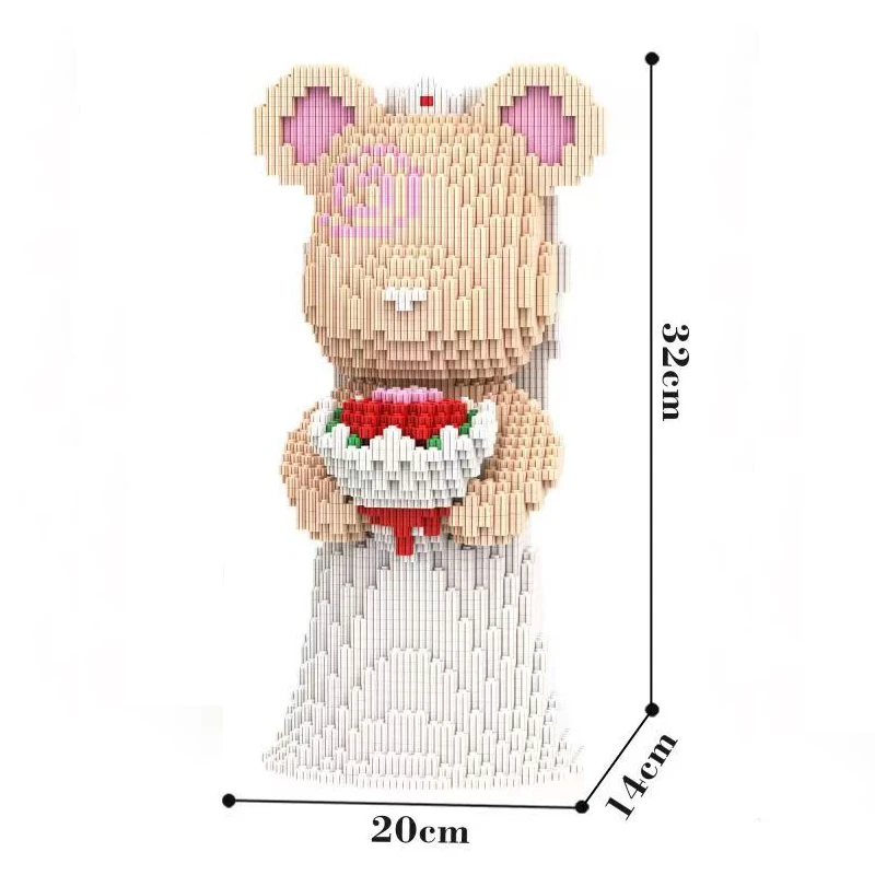 The latest violent bear series DIY romantic Valentine\'s Day bride and groom holiday season splicing building blocks toy model he