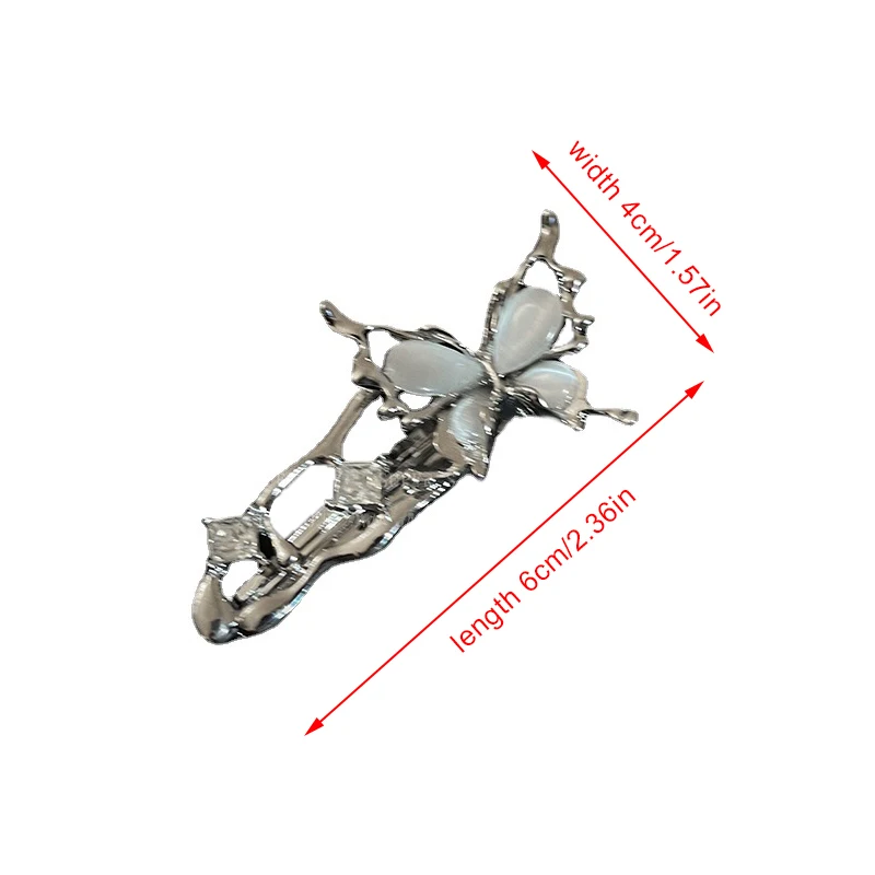 Liquid Metal Cat\'s Eye Butterfly Zircon Hairpin Headdress Trendy Design Y2K Girls Delicate Hair Clip Women Hair Accessories