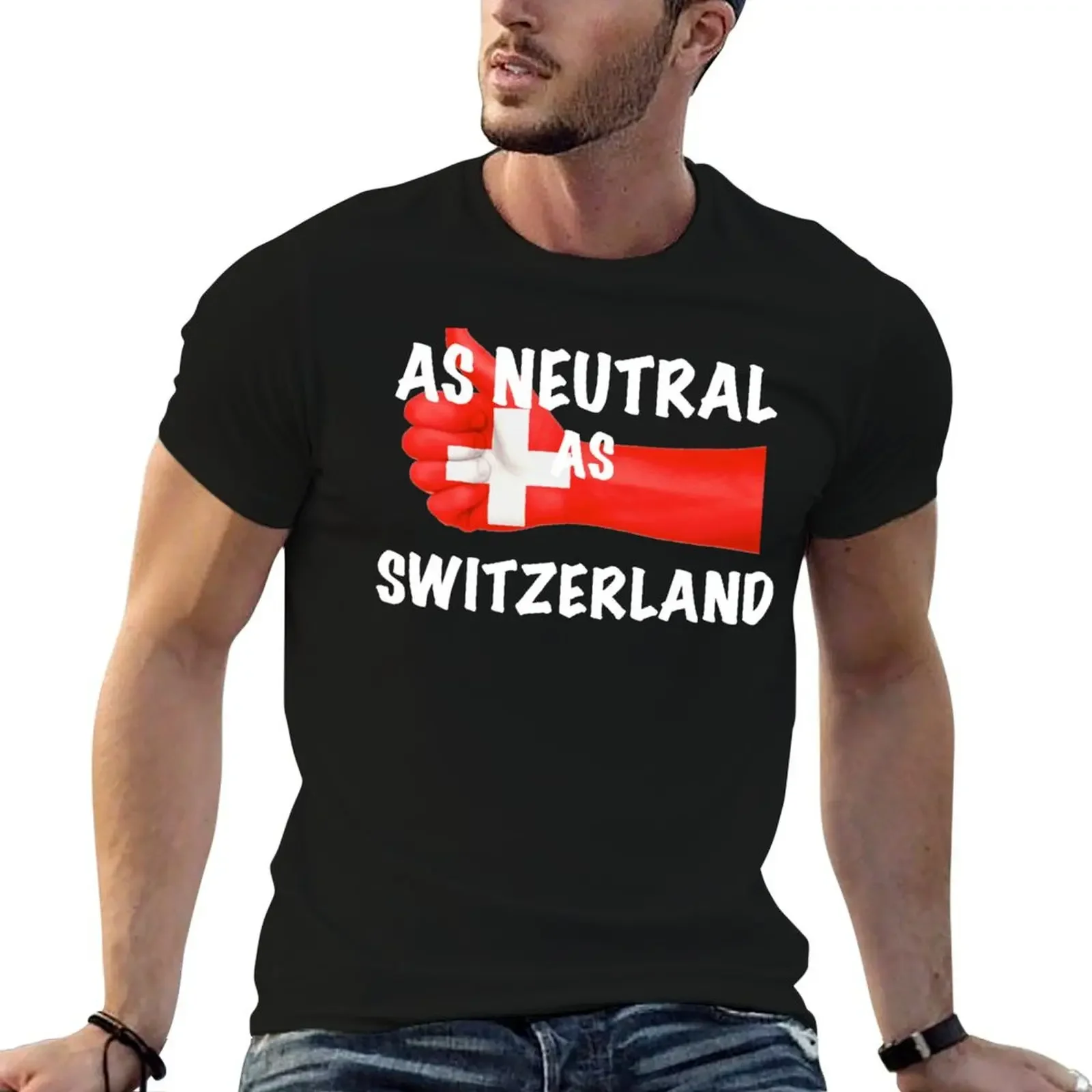 

Neutral as Switzerland (Switzerland) T-Shirt hippie clothes street wear mens plain t shirts