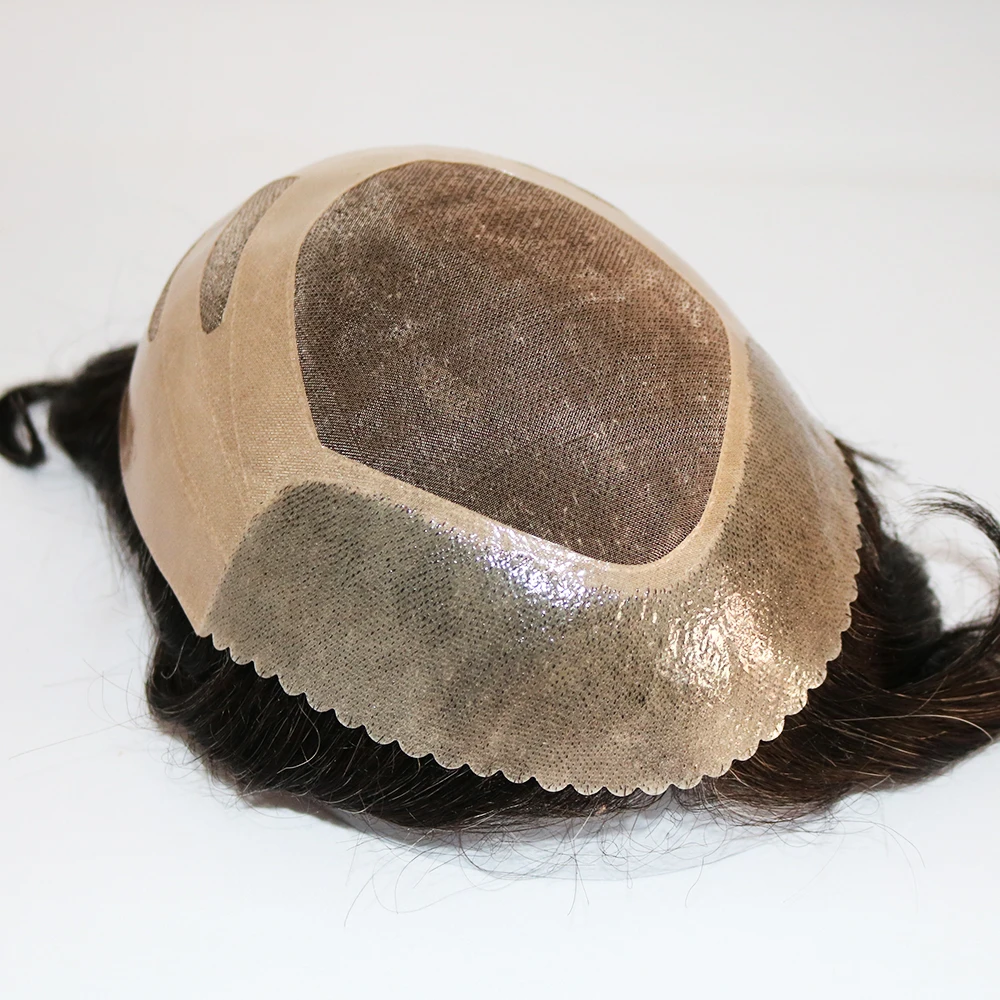 شعر بشري فائق التحمل للرجال شعر مستعار أشقر رمادي أسود 1B80 550 # الشعر المستعار شعري طبيعي NPU BOND الشعرية الاصطناعية #4