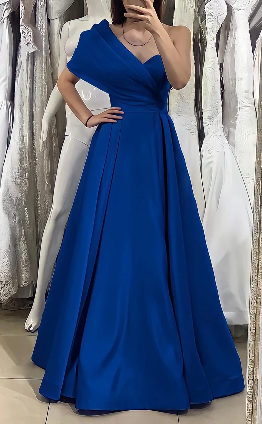 Satin One Shoulder Evening Dresses A-line Plain Sweetheart Formal Evening Dress Sleeveless Elegant Party Dresses For Women 2024