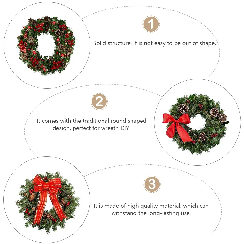 

Iron Wreath Frame Round Shaped Hoop Ring DIY Craft Christmas Holiday Decor Wreath Accessory Home Decorations