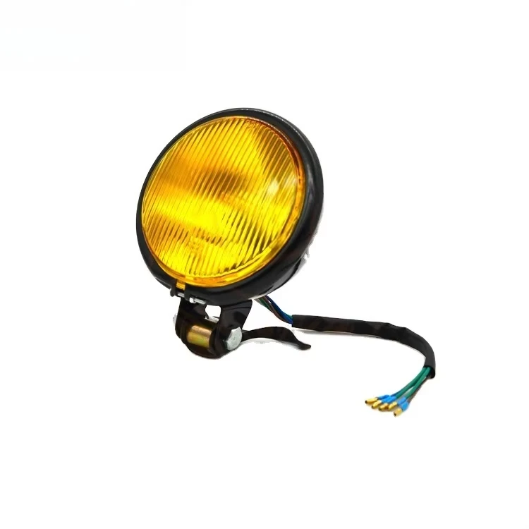 Motorcycle LED Headlight 12V Aluminium CG125 GN125 Modified Retro Yellow Glass Front High/Low Fog GD Origin