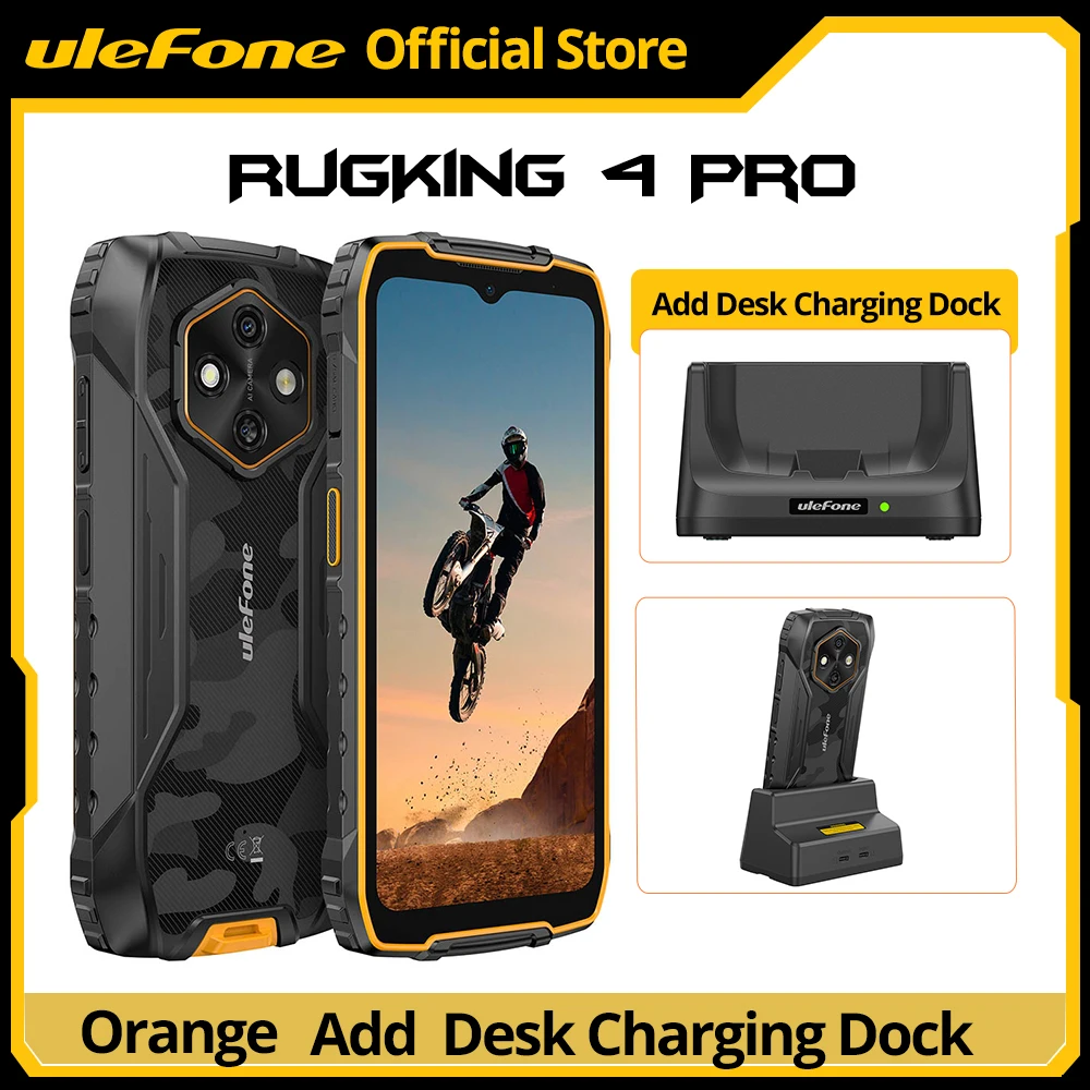 Ulefone RugKing 4 Pro robuuste telefoon Android 15 tot 16 GB + 256 GB waterdichte smartphone 10200 mAh 48 MP camera NFC wereldwijd 6,56" 120 Hz