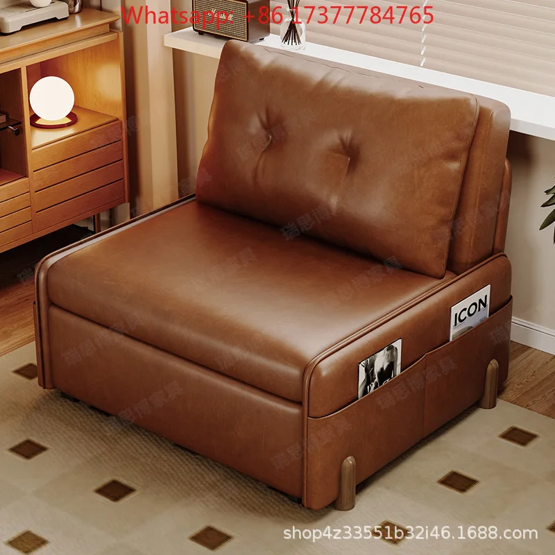 Small Apartment Cross-Border Sofa Bed, Dual-Use Telescopic Foldable Middle Ancient Style for Bedroom Living Room